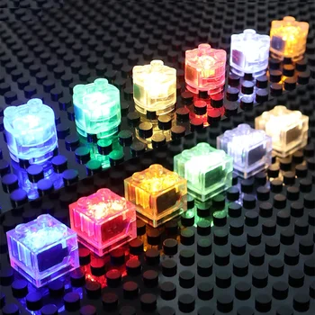 statybiniai blokai 2x2 taškų LED spalvingi priedai Klasikiniai mirksintys kūrybiniai MOC plytų miesto gatvių šviestuvai Dalys