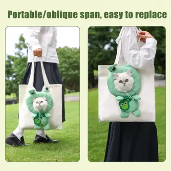 Stilingas kačių krepšys Išplečiamas varlės formos kačių krepšiai Kvėpuojantis drobės skersinis rankinės naminių gyvūnėlių reikmenims Interaktyvus naminių gyvūnėlių vežėjas