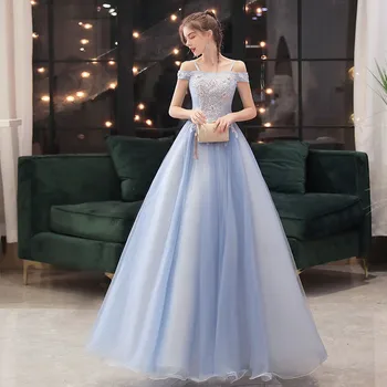 Suaugusiųjų aplikacijos nėrinių vakarinė suknelė Moteriška 2023 m. nauja elegantiška suknelė su dirželiu Retro nuo pečių diržo suknelės Performanso suknelė