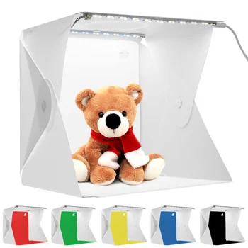Sulankstoma fotodėžutė Nešiojama šviesos dėžutė Fotografijos fotostudijos rinkiniai LED foninio apšvietimo viršutinis atidarymo produktai Fotoaparato fotografavimo foto dėžutė