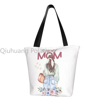 Super mama pirkėjų krepšys Mano meilė Motinos diena Pirkinių krepšiai Moteriškas darbas Poliesterio krepšys Šiuolaikinio dizainerio rankinės