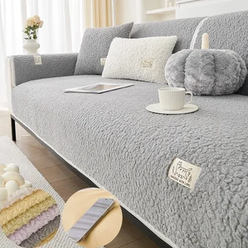 Sutirštinkite pūkuotą sofos pagalvėlę Ėriuko imitacija Vilna Minkštas sofos užvalkalas Neslystantis žieminis šiltas sofos užvalkalas svetainei