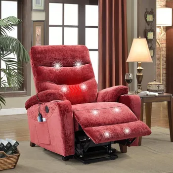 Svetainės kėdės elektrinis kėlimas, vibracinis masažinis šildymas senjorams, gultas su 2 puodelių laikikliais, USB įkrovimo prievadas