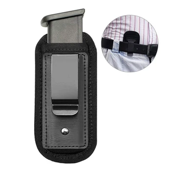 Tactical Nylon Magazine Pouch Holster Pistol 9mm Hiddened Carry Mag Case with Clip Glock 19 21 Beretta 92 Handgun Mag Pouch