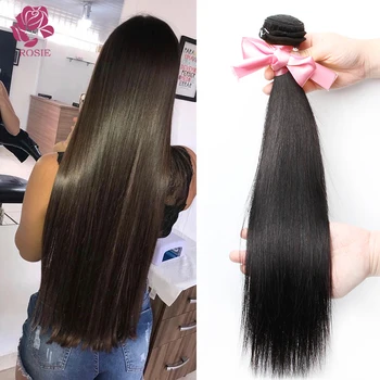 Tiesūs Brazilijos plaukų pynimo ryšuliai 100% žmogaus plaukai 1/3/4 ryšuliai 8-24 colių Remy plaukų priauginimas juodaodėms moterims
