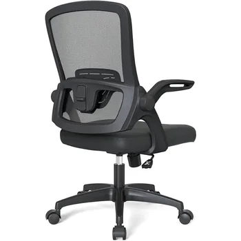 tinklinė biuro kėdė su reguliuojama juosmens atrama, ergonomiška kompiuterio biuro stalo kėdė su atverčiamais porankiais namų biurams