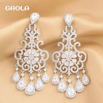 Top Luxury Fashion Sparkly Exbaled Earkarai moterims Sparkly Drops Classic High-Class Jewelry Bankquet Wedding Accessories