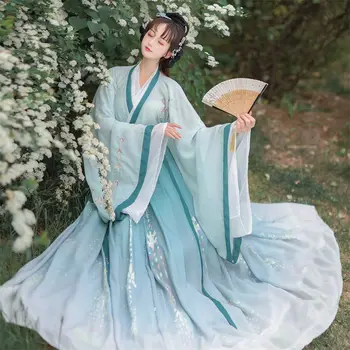 Tradiciniai kinų kostiumai moterims Hanfu fėjų suknelė Liaudies šokis Vintažinis siuvinėjimas Princesės apranga Kinų Hanfu suknelė