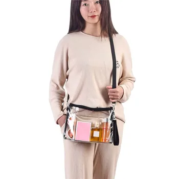Transparent Crossbody Bags Simple Zipper Mini High Street All-match Poros Fashion Clear rankinės PVC Harajuku piniginės Telefono krepšys