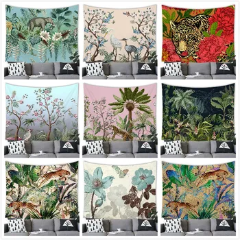 Tropinių gėlių siena Gobelenas Miško paukščių siena Pakabinama namų dekoras Sofa Lova Bendrabutis Miegamojo dekoravimas Gobelenas Estetika 150x200