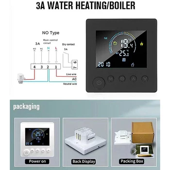 Tuya WiFi išmanusis termostato valdiklis elektrinis grindų šildymo vanduo / dujinis katilas temperatūros nuotolinio valdymo pultas 3A 16A LCD