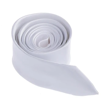 Unisex Casual Necktie Skinny Slim Narrow Neck Tie - Solid White