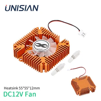 UNISINA 55mm radiatorius su DC12V ventiliatoriumi Varis+aliuminis radiatorius metaliniai radiatoriai stiprintuvams Vaizdo plokštės Žaidimų konsolės