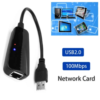 USB 2.0 į Ethernet kabelio sąsaja tinklo plokštės keitiklis didelės spartos 100Mbps RJ-45 LAN adapteris USB2.0 lan Kortų žaidimų adaptyvus