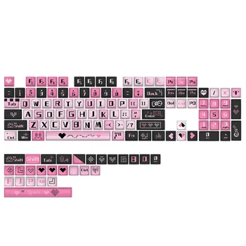 USLION 131 klavišai XDA profilio klavišų dangteliai Juodos rožinės spalvos Meilės tema PBT sublimacija Personalizuoti mechaninės klaviatūros klavišų dangteliai
