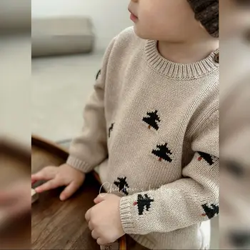 Vaikų drabužiai Vaikiškas megztinis Korėjos stilius Berniukai ir mergaitės Rudens ir žiemos nauji siuvinėjimai Šiltas minkštas kūdikis madingas viršus