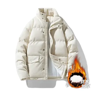 Velvetinė striukė Vyrai Casual Autumn Winter Warm Coats Jackets For Mans 2023 Trends Nauja lengva medvilninė paminkštinta striukė
