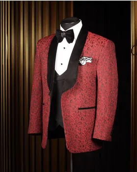 Vintage Paisley Tuxedos British Style Dinner Jacket Shawl Lapel Custom Made Mens Suit Slim Fit Blazer Wedding Suits for Men