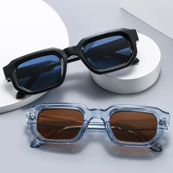 Vintažiniai kvadratiniai akiniai nuo saulės Moterys vyrams Mada Prabangus prekės ženklas Dizainas Punk Mažas rėmelis Klasikiniai akiniai nuo saulės Madingi hiphopo atspalviai