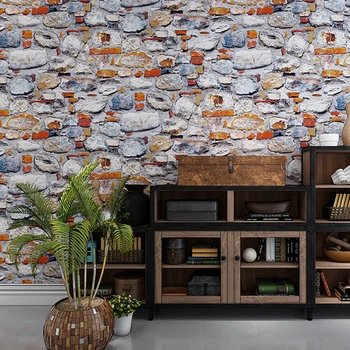 Vintažinio cemento tapetai 3D namų dekoras Vandeniui atsparus PVC plytų sieninis popieriaus ritinys fonui Dekoratyvinis Personalizuotas baras Parduotuvė Deco