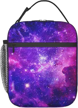 Violetinė galaktika Spausdinti Pietų dėžutė Daugkartinio naudojimo nešiojamas izoliuotas pietų krepšys Bento Tote aušintuvo krepšys biuro darbo mokyklos pikniko kelionėms