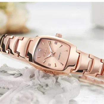 Visiškai automatiniai nemechaniniai moteriški laikrodžiai deimantiniai dygliuoti madingi neperšlampami volframo plieno spalvos laikrodžiai
