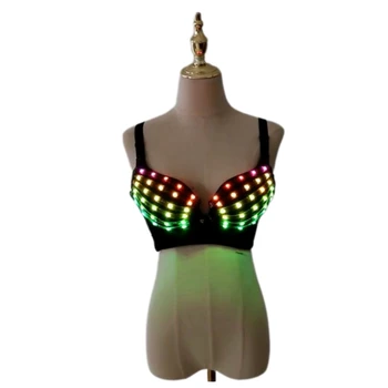 Visų spalvų LED liemenėlė užsidega išblukusi liemenėlė Šviečiantys kostiumai Švytinti bikinio apranga Scenos vakarėlio pasirodymo šventės šou