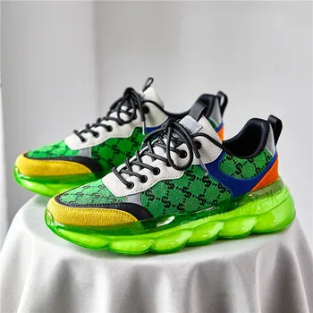Vyriški žalieji bėgimo bateliai 2024 Nauja mada Lengvi kvėpuojantys patogūs sportiniai bateliai Lauko krepšinio laisvalaikio batai stori