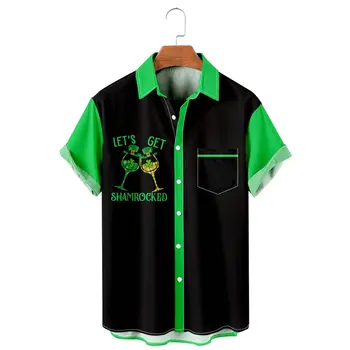 Vyrų St. Patrick's Day kokteilių vakarėlis Marškinėliai trumpomis rankovėmis vyriški-s-top R60