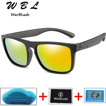 WarBLade Naujas produktas Vaikų kvadratas Poliarizuoti akiniai nuo saulės Vaikai Silikonas Seifas TR90 Akiniai nuo saulės Mergaitės Berniukai UV400 Dangos veidrodis