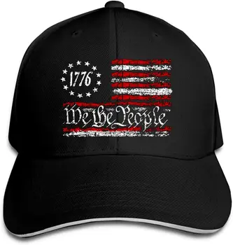 We The People 1776 Vintage USA Flag2 Beisbolo kepuraitė Reguliuojama sumuštinio kepurė Sumuštinio kepurė Tėčio kepurė