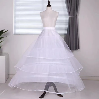 White 4 Hoops Wedding Bustle 3 Tier Lace Long Train For Bride Woman's Ball Gowns Accessories Lolita Free Shipping Robe De Mariée