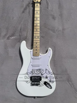 White Electric Guitar Stra Guitar Tremolo Bridge Maple Fingerboard Stars Inlay SSH Pickups Basswood Body