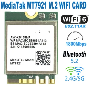 Wi-Fi 6 MediaTek MT7921 1800M Bluetooth 5.2 stalinis / nešiojamas kompiuteris Belaidis WiFi tinklo plokštė palaiko Windows10 / 11 MT7921