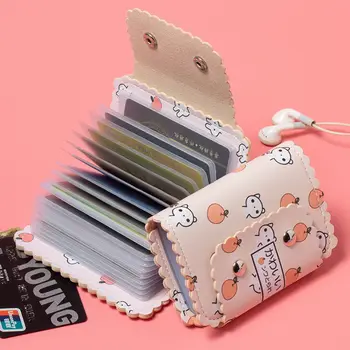 Women Bag Casual PU Moterų kortelių krepšys Harajuku Trumpas didelės talpos užtrauktukas Saldus Japonų Kawaii Fashion Mielas animacinis filmas Moterų piniginės