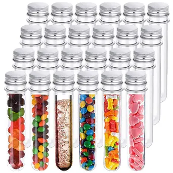 x 50vnt/lot. 40ml plastikiniai mėgintuvėliai Skaidrūs ir skaidrūs saldainių laikymo indai su užsukamais dangteliais