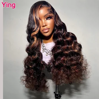 Ying Hair Highlight Honey Blonde 13x6 Skaidrus nėrinių priekinis perukas 200% Body Wave 13x4 nėriniuotas priekinis perukas su kūdikių plaukais
