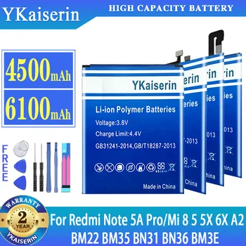 YKaiserin baterija Xiaomi Mi 8 5 5X 6X A2 Mi8 Mi5 Mi5X Mi6X MiA2 M5 skirta Redmi Note 5A Pro 5Apro BM22 BM35 BN31 BN36 BM3E
