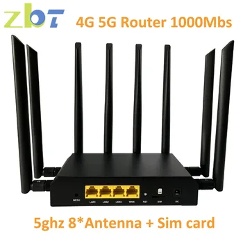 ZBT 4G 5G Lte Router WiFi 1800Mbps Sim Card Gigabit LAN WAN 2.4GHz 5Ghz Dual Band 8 Antenna 5G NSA+SA 4×4 MIMO Home Office WiFi
