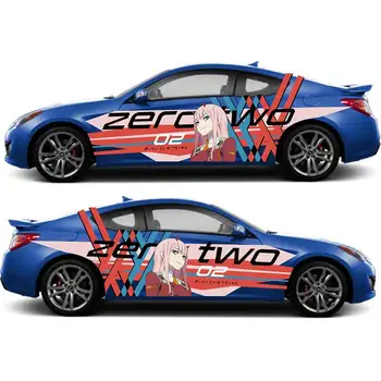Zero Two Japanese Anime Vehicle Shine Theme Side Car Wrap Vinyl Wrap universalaus dydžio lipdukas