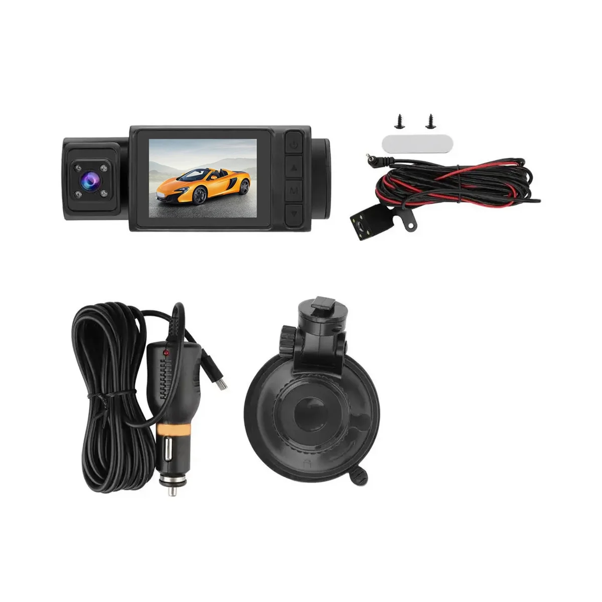 2Inch 1080P Scren automobilio kamera DVR automobilio prietaisų skydelis priekinė ir galinė kamera su vidine kamera 24 valandų stovėjimo aikštelė Montior