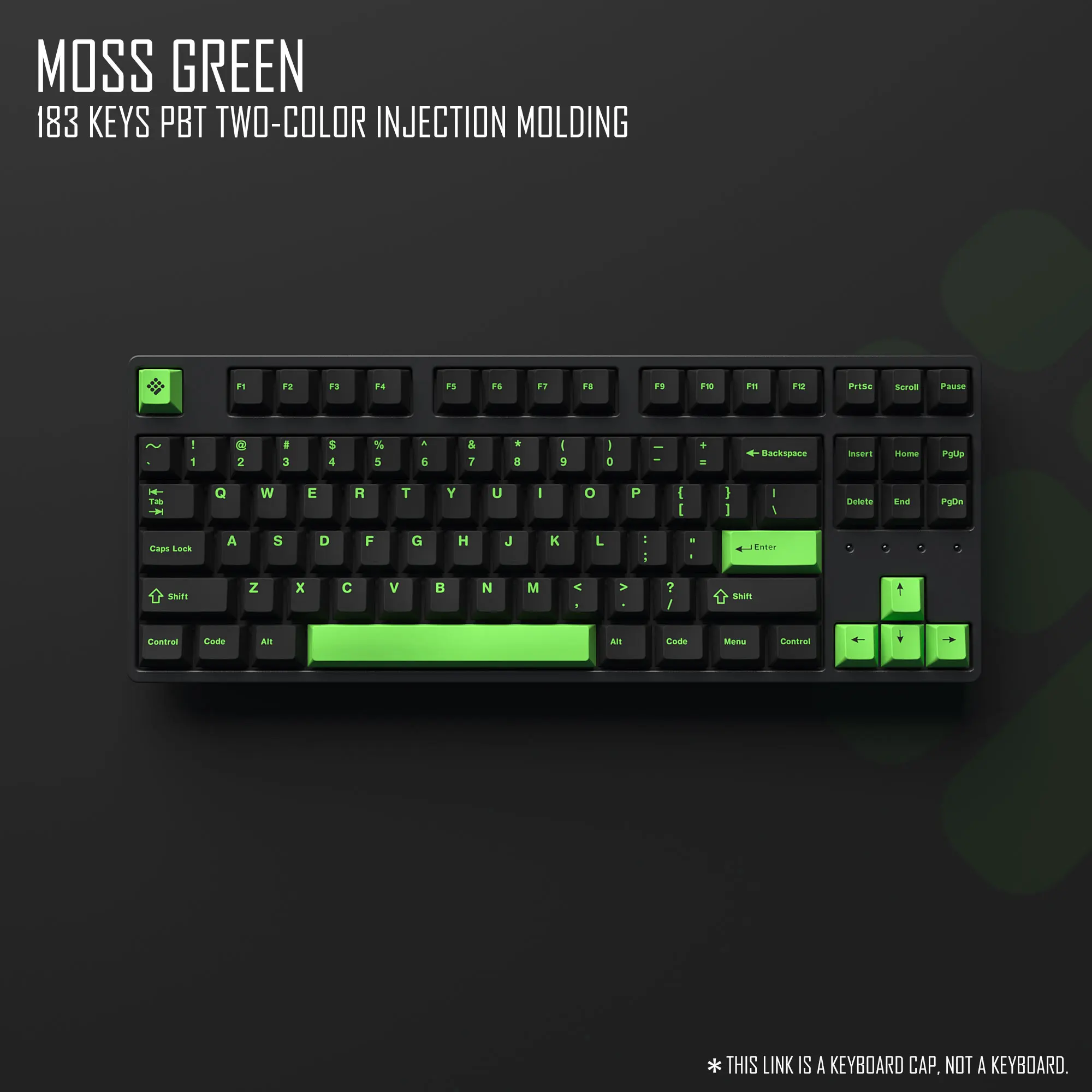 Moss Green Keycaps 186keys Cherry Profile Double-shot PBT medžiaga mechaninei klaviatūrai