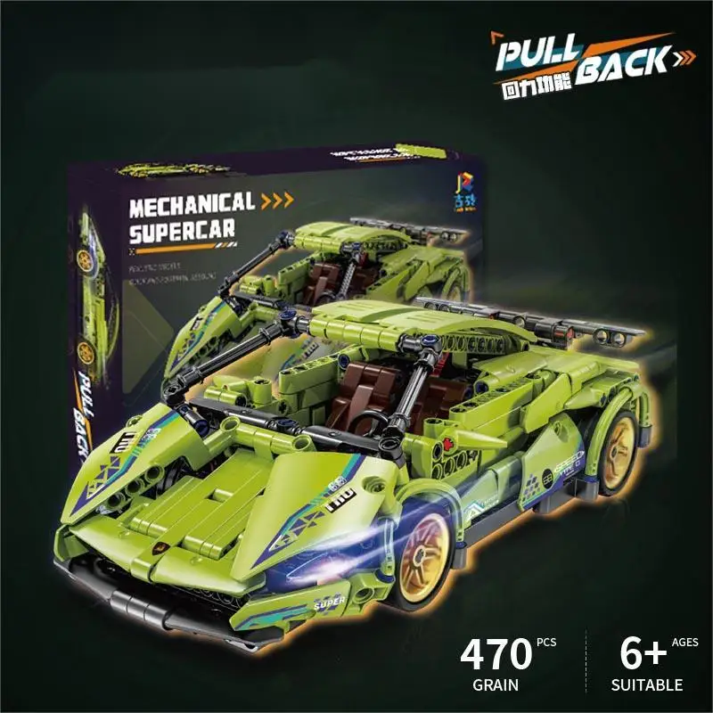 Technical Super Racing Car Model Building Blocks Car Pull Back Pasidaryk pats MOC transporto priemonės kaladėlės Vaikų statybiniai žaislai