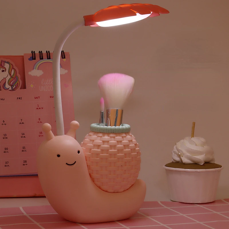 1 pc miela dramblio/sraigės stalinė lempa USB įkrovimo rašiklio laikiklis lempa vaikas LED naktinė lemputė skaitymo lempa su rašiklio organizatoriaus stalo lempute