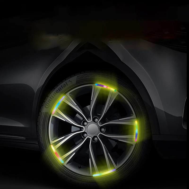 1set Patvarus automobilio rato stebulė Šviesą atspindinčios juostelės Padangų ratlankis Spalvingi lipdukai Naktinio vairavimo dekorai automobilio stiliaus aksesuarams