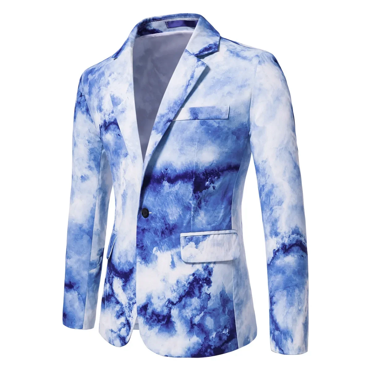 2023 Vyrų rudens ir žiemos naujas laisvalaikio taškelis Spausdinti vieno mygtuko kostiumas Vyriškos suknelės viršus