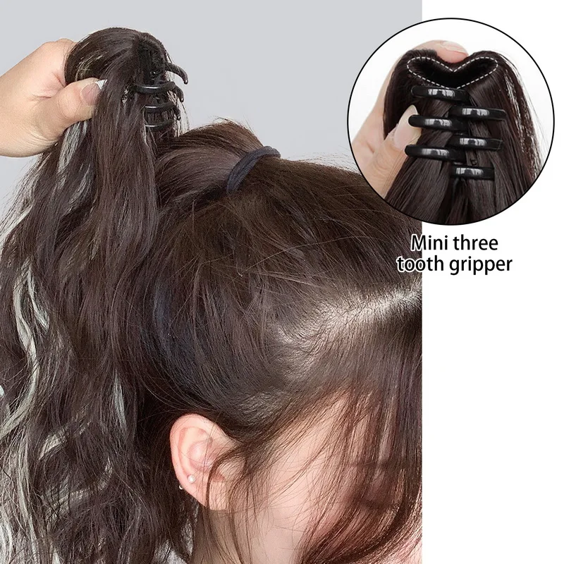 40CM ilgi garbanoti ponytail perukai paryškinti nagų segtukas ponytail priauginime Sintetinis pluoštas moterims Karščiui atsparus plaukų gabalas