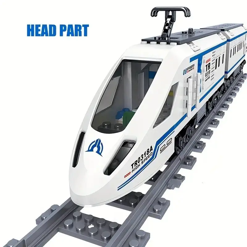 513pcs MOC greitieji traukiniai traukinyje Bėgių serijos surinkimas Statybinio bloko modelis Vaikų lavinamieji žaislai dovanoms