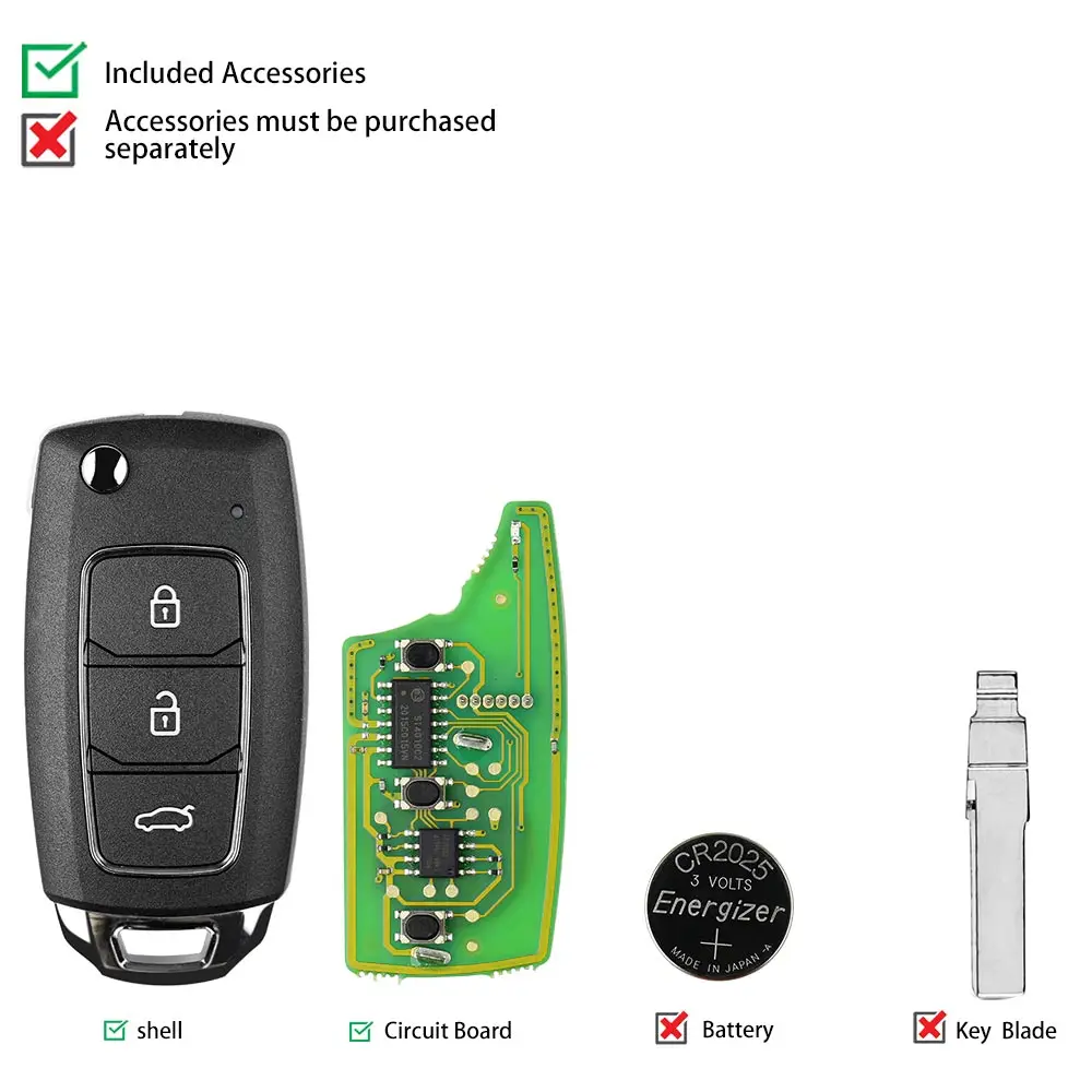 5vnt/lot XHORSE XKHY05EN skirtas Hyundai Style Wire Remote Key 3 Buttons English Version for VVDI Key Tool