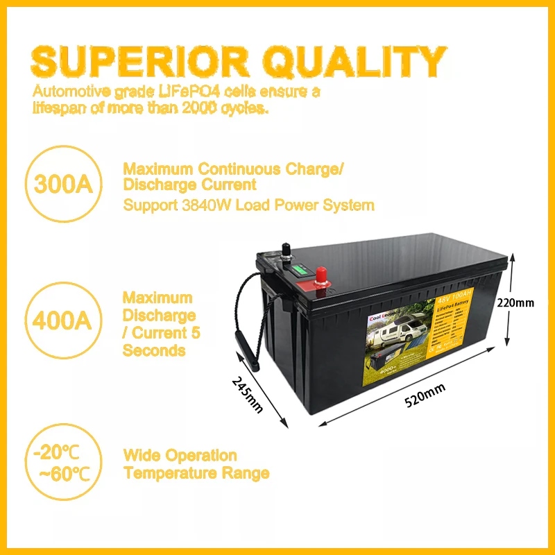 60V 300AH LiFePO4 akumuliatorių paketas 1280WH 2560Wh įmontuota BMS12.8V ličio baterija 6000 ciklų RV kemperis nuo tinklo saulės energija